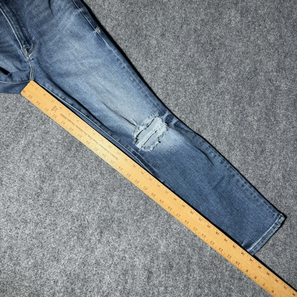 Good American Slim Straight Jeans Women 6/28 Blue Fade Denim Distressed 26x27